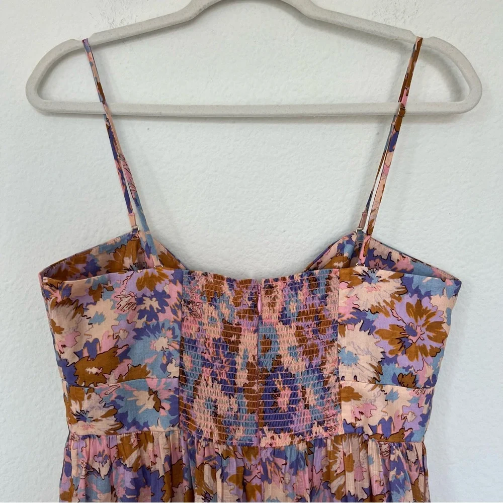 ZIMMERMANN Floral Print Cutout Strapless Tiered Midi Dress in Purple Floral - Picture 9 of 13